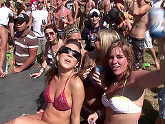 Going through the crowd filled with curvaceous ladies