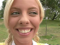 Massive boner penetrates a lovely blonde hussy's tight twat