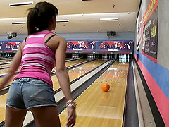 Brunette babe picked up on the parking lot and talked into fucking