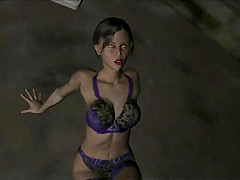 Busty 3D cartoon brunette babe showing her nice tits