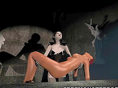 Sexy pale 3D cartoon lesbian babe getting eaten out