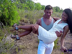 Luscious Apolonia is having sex in the wild for the very first time