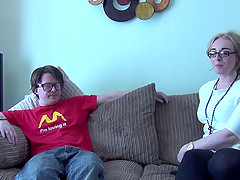 Couple with glasses having an unforgettable cock sucking session