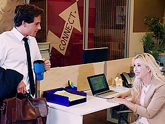 Long hair pornstar in stockings moans when penetrated hardcore in office