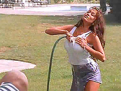 Horny brunette seduces a horny guy with her stunning body