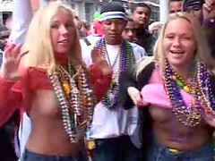 Stunning model showcasing her fake tits in public