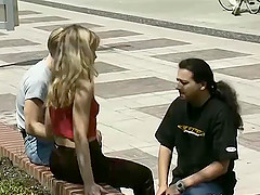 Cute german teen couple picked up for her first porn video