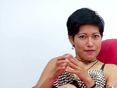 Davinia Hernández is a kinky chick with short hair ready to be plowed