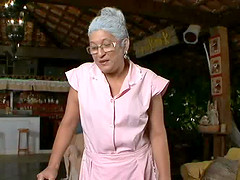 Lascivious Granny Eva greedily taking a stiff black dong into herself
