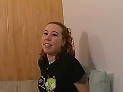 Cute teen chick bends over for an engorged love tool