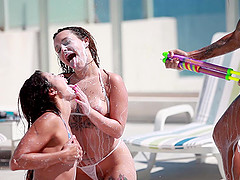 Melany Kiss and Venus Afrodita join a chick for a lesbian fuck