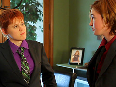 Short-haired cutie Lily Cade in a mind-blowing lesbian threeway