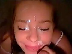 Cute blonde chick enjoys a big cum facial after bj