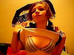 Cute emo teen girl showing off her nice small boobs