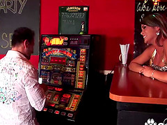 Booty blonde Federicka Hill ass fucks big cock in bar