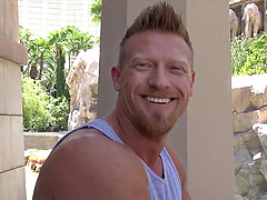 Blue eyed blonde gay guy pounded doggy style by a stranger