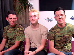 Skinny twink needs to moan while two friends fuck him together