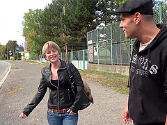 Blonde MILF Kamila picked up on the street and fucked in a car