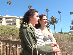 Ellena Woods and Megan Sage finger each others shaved pussies