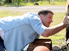 Strong gay gets his ass filled with a huge Zak Bishop's penis