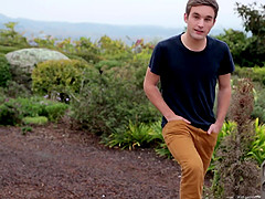 Teen gay guy in a solo masturbation and ass insertion session