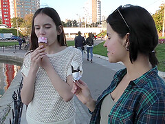 Horny teen lesbian couple Ole Nina and Lucy give each other an orgasm
