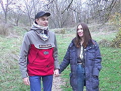 Busty teen brunette Clary fucked missionary and doggy hardcore