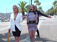 Naughty Liz Rainbow gangbanged and humiliated in public
