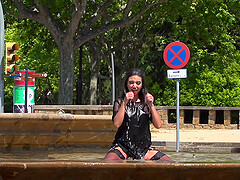 Frida Sante is crazy enough to start sex with friends in the public park