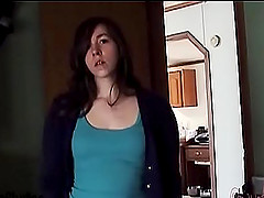 Lovely brunette cutie lets her step bro play with her pussy