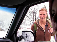 Sarah Vickers enjoys hard threesome during the cold winter day