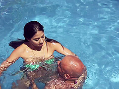 Julia De Lucia dripping wet poolside fun