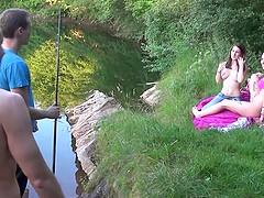 german skinny blonde teen foursome