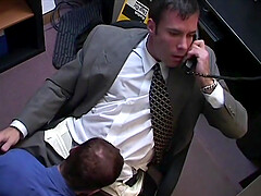Gay lovers having anal sex during the lunch brake at the work