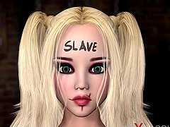 Young blonde whore gets fucked hard by a black man in a mask in a dark basement