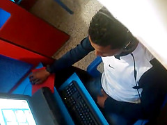 Str8 spy guy cum in his hand in cyber cafe