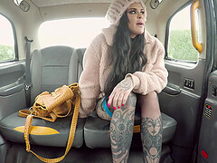 Tattooed Karma Synn enjoys hard sex games with a stranger in the car