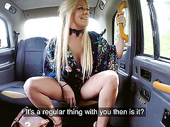 Blonde milf Sasha Steele ramming a fat driver's penis in his taxi cab
