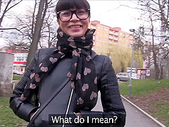 Mona Kim sucks a stranger's strong boner before rough fuck in the car