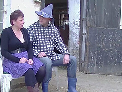 German Redhead Granny enjoys a Countryside Pounding