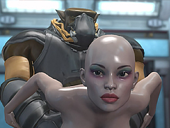 Alien monster fucks a  in the Mars base camp