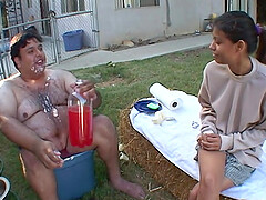 The food  fetish before outside sex is a new experience for Megan