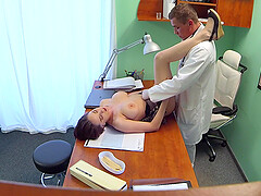 Brunette Anabelle Sonic gets naked and fucked in the doctor's office