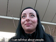 Public blowjob ends with crazy fucking in the open with Mortica