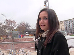 Anina Doublei takes money to get fucked in the public stair case