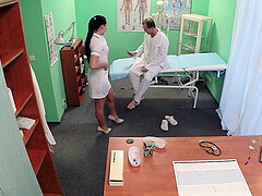 Horny nurse Vanessa strips naked and gets penetrated by the doctor
