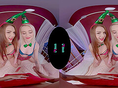 Naughty Christmas threesome with Marilyn and Mila