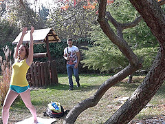 Flexible babe Lina Lee fucked by a pervert after a yoga session