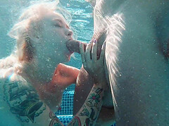 Horny guy licks wet pussy of Arteya and fucks her in the pool