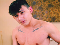 Solo dude takes off his clothes to pleasure his long schlong